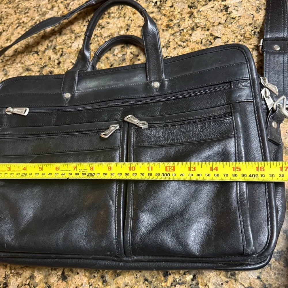High End Winn Black Supple Leather Men's Briefcase Laptop Bag Shoulder Bag NICE